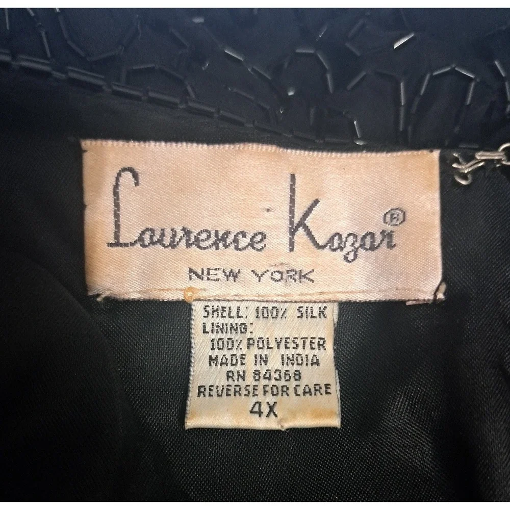 Laurence Kazar Blouse Black Gold Sequin Vintage Glam‎